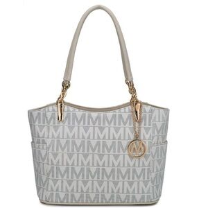 ✨MKF Collection Braylee M Signature Tote Bag, Vegan Leather, Color White